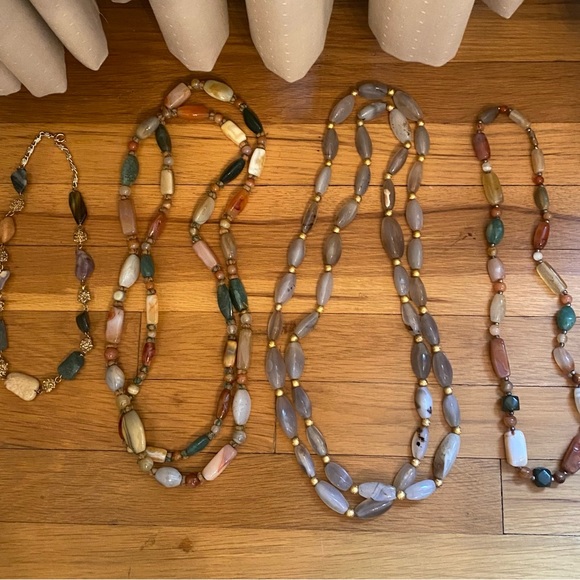 Lot of 4 Vintage Natural Polished Stone Beaded Necklaces. Good Condition. - Picture 15 of 16